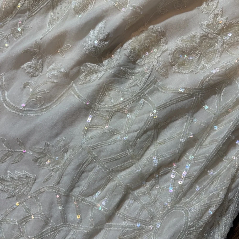 Vintage Y2K 100% Silk Beaded Dress Vintage Beaded Dress Vintage Wedding Dress - Picture 6 of 16